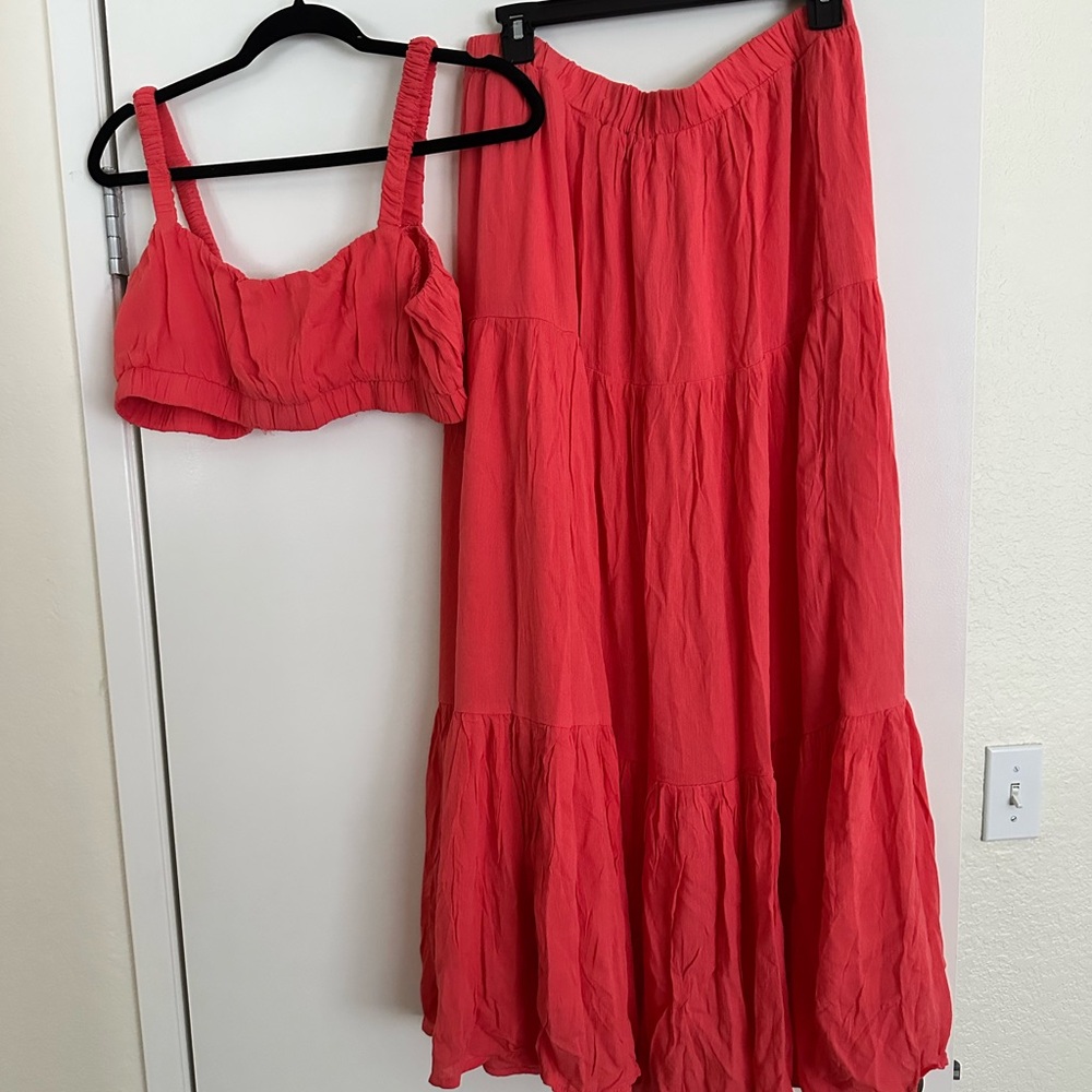 Fashion Nova Vibrant Coral Skirt Set